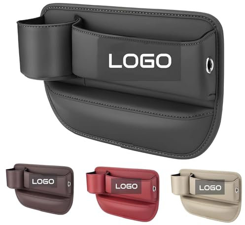 Logo personnalisé for Votre Voiture - Coffre de siège de Voiture en Cuir PU véritable avec Porte-gobelet, Station de Charge USB et emplacements for Cartes(Black,Logo personnalisé)