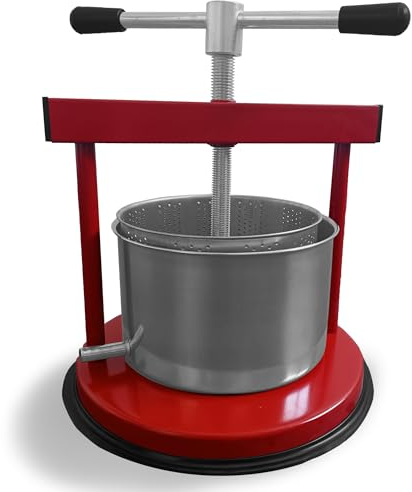 ESTO Presse für Auberginen, 1,5 / 3 / 5 kg, Presspresse Mirto und Nuss, zum Einmachen von Säften und Pressen aus lebensmittelechtem Edelstahl, klein, mittel groß, manuelle Presse (5 Liter)