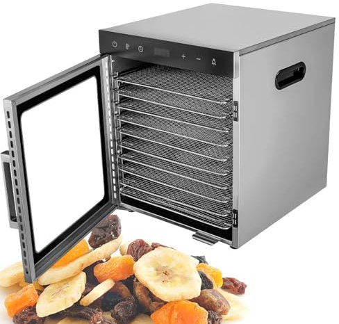 Kommerzieller Obst- Und GemüSetrockner, DöRrgeräT FüR Beef Jerky, Elektrischer DöRrautomat – 10/12 Ablagen, GroßE KapazitäT – Edelstahlschalen, Mit Digitalem Timer Und Temperaturregelung 12layer-220V