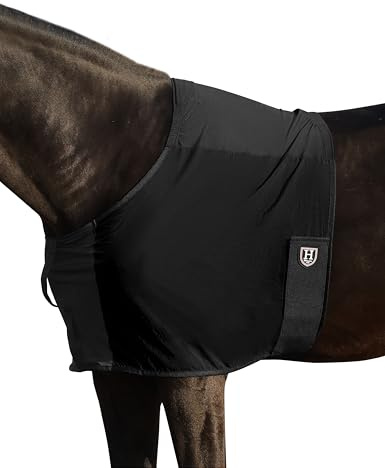 Harrison Howard Sleek Nylon and Stretch Horse Shoulder Guard Lightweight Comfortable Breathable Protective Chest Protector Black L