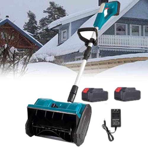 Cashwise Spazzaneve Elettrico Senza Fili con Pala da Neve, direzione Regolabile e Asta telescopica, spazzaneve Pieghevole con Distanza di Lancio di 26 Piedi per Patio, terrazza, vialetto,2Battery