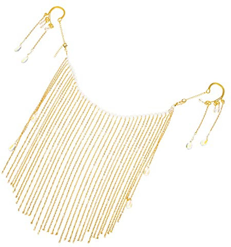 WESIEVYA Gesichtskette Mit Quaste Retro Design Kette Für Hanfu Look Kunstfotos Performances Partys Festivals Abschlussbälle Maskeraden Damen Every Age Leicht Tragbar Glänzend