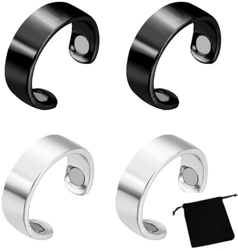 GisWell Vital Ring zum Abnehmen, 4 Stück Magnetringe Unisex Verstellbar, Magnetfeldtherapie Ring gegen Stress mit Geschenkbox, Ringe Set zur Gewichtsabnahme, Offenes Design für Herren Damen