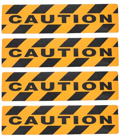 iplusmile Cinta Antideslizante Escaleras: CAUTION Adhesiva Tiras Antideslizantes Escaleras para Interior y Exterior,4 piezas,60cm × 15cm