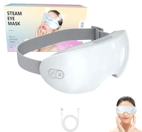 Eyerelis Steam Therapy Mask, 2 Levels Adjustable Smart Hot & Cold Steam Eye Mask, Heated Eye Masks, 2-in-1 Warm Cooling Eye Device,Heated Eye Masks - Cordless Heated Eye Device for Home Office Travel