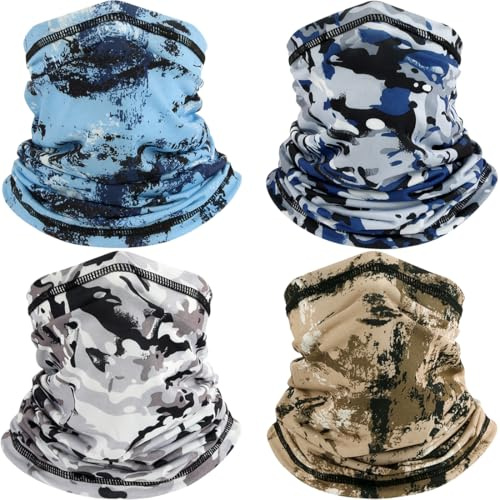 4 Pezzi Scaldacollo Multifunzione, Mimetica Fascia Bandana, Balaclava Maschera, Foulard Unisex Uomo Donna, per Moto Climb Ciclismo Escursionismo