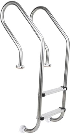 Échelle De Piscine, Marchepied De Piscine, Marchepied Enterré en Acier Inoxydable À 2 Ou 3 Marches, Facile À Assembler for Piscine Intérieure/extérieure(2Step)