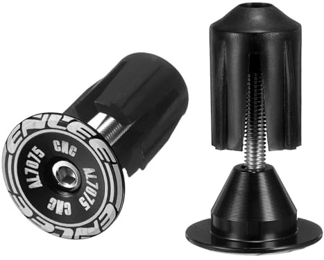 HARFINGTON Bike Handlebar End Plugs Aluminum Bar End Caps 24-35mm Adjustment Expanding Locking with Screw for MTB Road BMX Fixed Gear Bike, Black