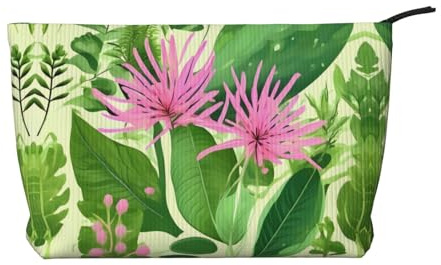 WBQLSL Pink plant flowers Corduroy cosmetic bag - travel storage bag, can hold lipstick, powder and other cosmetics