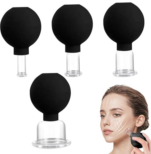 Kit Coppettazione Viso,Coppe Portatili per Viso - Set di 4 Coppette con Aspirazione per Casa e Massaggio Schiena