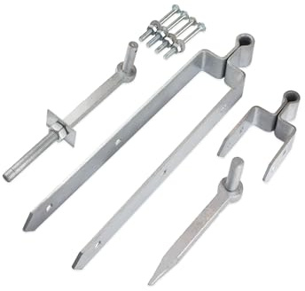 Verzinkte 450 mm verstellbare Doppelriemen-Feldtorhaken-Scharnier-Set, Holztürbeschlag-Set, robuste Torscharniere für Garagentor, Schuppen, Gartentor