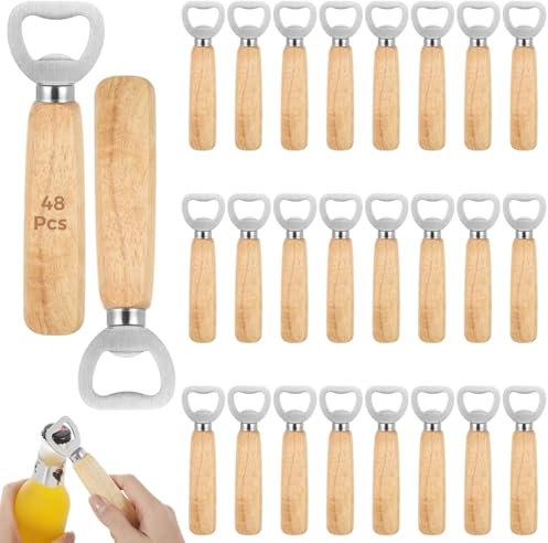 yeeplant 48 apribottiglie con manico in legno, apribottiglie in acciaio inox, apribottiglie per sidro, classici bomboniere per matrimoni e feste