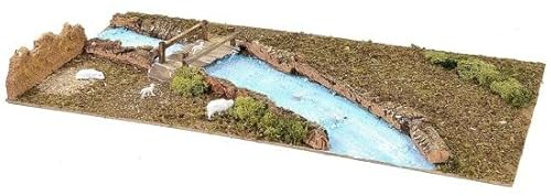 Moranduzzo Base in Legno per Presepe – Ambientazioni Rustiche con Lago e Fiume, 76x40 cm, Per Presepi 8-12 cm – Accessori Scenografici, Prodotto Ufficiale Made in Italy (Base con Fiume 76x40 cm)