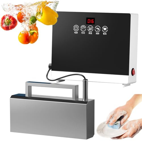 Lavastoviglie a ultrasuoni autoportante, pulitore per lavello touch control per piatti, frutta e verdura, elettrodomestico da cucina senza installazione