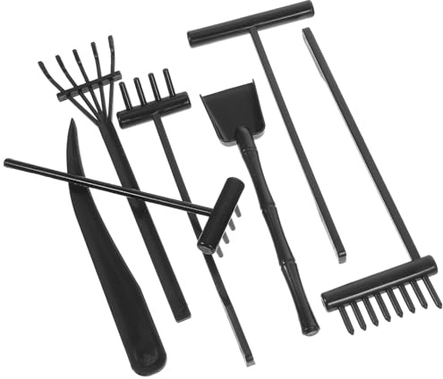 Levemolo Kit de Râteaux de Jardin Zen Plastique Accessoires pour Décor Jardin Zen Outils de Calmant avec Manche Long pour Création de Paysages sur Bac à Sable