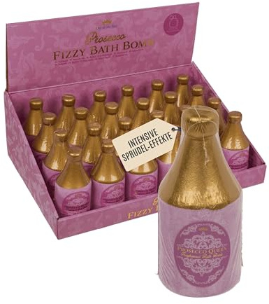 Out of the blue Badebombe „Prosecco“ – sprudelnde XXL Badekugel mit prickelndem Duft – 180 g Wellness-Badezusatz mit Schaumeffekt – originelle Geschenkidee für besondere Anlässe