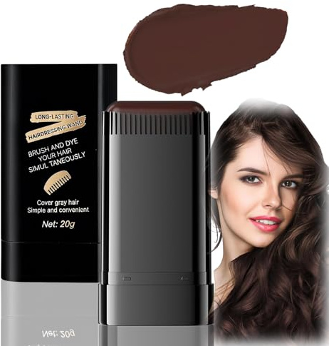 Cross-Border Hair Stick for Covering Grey Hair - Quick Root Touch Up with Built-in Comb, Portable Concealer for Instant Grey Coverage and Natural-Looking Daily Maintenance (Brown)