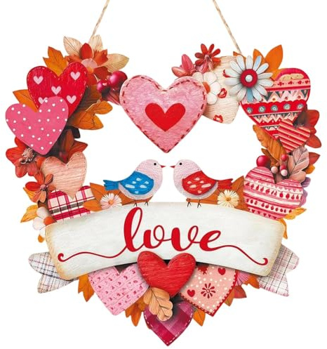 Decorazioni San Valentinos Porta Ingresso, Ghirlanda San Valentinos Per Porta, 28cm Targhe Di Cuore In Legno Per Esterno