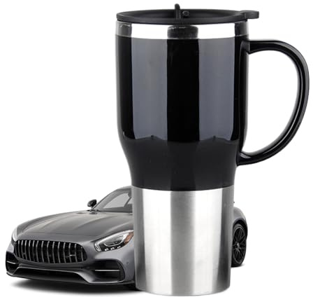 Caldera de agua para automóvil, Taza calefactora para automóvil - Taza de viaje eléctrica de 12 V - eléctrica portátil del viaje, caldera elegante de la caldera del coche con la manija 450ml para
