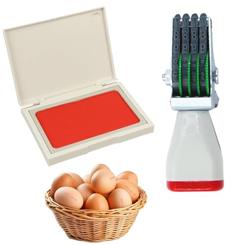 Kit De Marquage D'Œufs, Tampon Dateur Réglable, Tampon Encreur Rouge, Pour Marquer Les Dates Sur Les Œufs Et Diverses Étiquettes De Papier