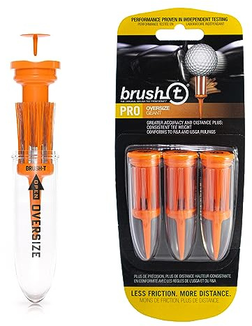Brush T Golf-Tees in Übergröße, 6,1 cm, geringe Reibung, mehr Distanz, gleichmäßige Höhe, Orange, 3 Stück