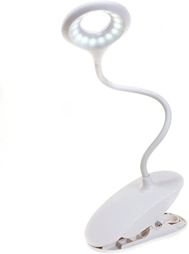 HIMRY® LED Buchlampe Klemmlampe, Dimmbar Touchsensor Helligkeit Stufenlos einstellbar, Klemmleuchte Klemmfuß Schwanenhals, USB Kabel, Reiselampe Arbeitsplatzleuchten, Weiß, KXD6000N-white