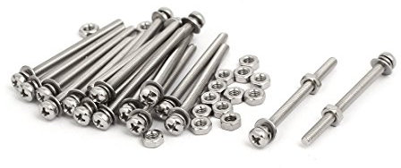 sourcing map M3x40mm vis tête cruciforme écrou vis avec Rondelle Acier inox 304 18 Set
