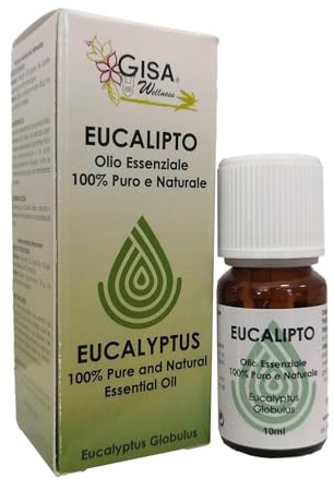 Gisa Wellness - EUKALYPTUS - Konventionelles Ätherisches Öl - 100% Rein und Natürlich - [10ml] - Ideal für Aromatherapie und Körperpflege - Raumduft - Hergestellt in Italien