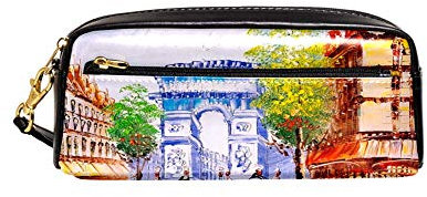 Kulturbeutel, Motiv: Ölgemälde, Motiv: Moulin Rouge, Paris, Frankreich, tragbar, PU-Leder für die Schule, Stifteetui, wasserfest, Kosmetiktasche 20.5x5x8.5cm/8.1x2x3.3in Style08