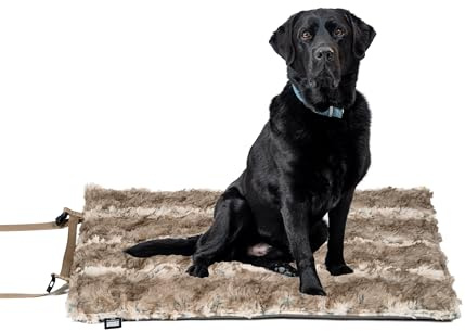 HS-Hundebett® Hundedecke Outdoor L (85x120 cm) wasserdichte Hundedecke waschbar – 3 cm Füllung – Ideal für Reisen und Zuhause – Taupe, Made in DE