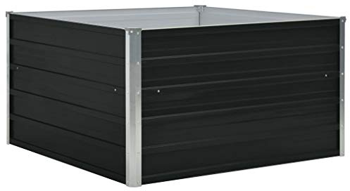 Goliraya Hochbeet Pflanzbeet Kräuterbeet Blumentopf Blumenkasten Blumenkübel Metall Gartenbeet Frühbeet Garten Blumenhochbeet für Terrasse & Garten 100×100×45 cm Verzinkter Stahl Anthrazit