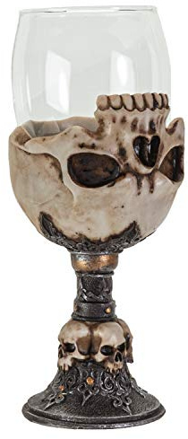 SUMMIT COLLECTION Underworld Upside Down Ossuary Skull Wine Goblet Glass Stemware Sacrificial Ceremonial Skull Wine Chalice Goblet 7 Fl Oz Drinkware