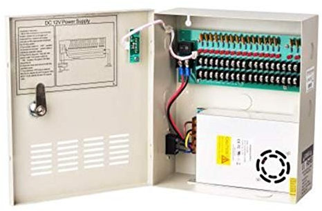 DLRSET PLC Junction Box, CCTV Camera Power Supply DC 12V 10A 18 Channels Distribution Box AC90V-264V Input