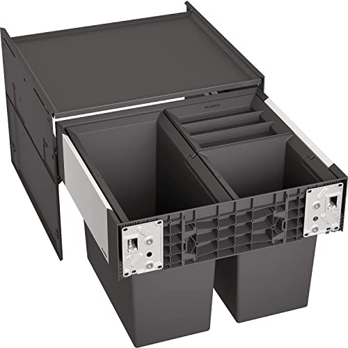 BLANCO SELECT II 50/3 | Abfall Müllsystem | für 50 cm breite Unterschränke | [46,8x40x36,1 cm] | 1 x 19l und 2 x 8l Eimer | 1 x Eimerdeckel 8l | 400mm Auszugstiefe | Auszugssystem zur Frontanbindung