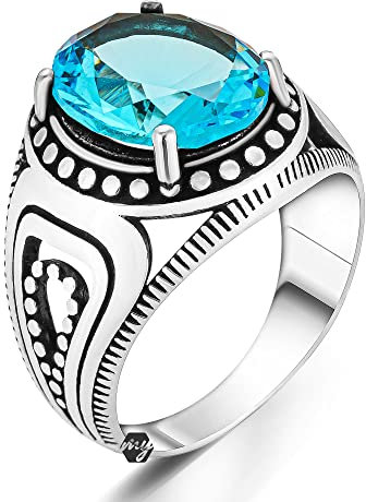Herren-Ring aus massivem 925er-Sterlingsilber, Amethyst, Citrin, Smaragd, Rubin, mystischer Blautopas, Sterling Silber Metall Silber Stein: Aus Sterlingsilber Metall: Silberfarben, Rubin (simuliert)