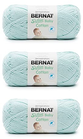 Bernat Softee Baby bomull Aqua Mist garn – 3-pack med 120 g/4,25 oz – blandning – 3 DK (ljus) – 254 meter – stickning/virkning