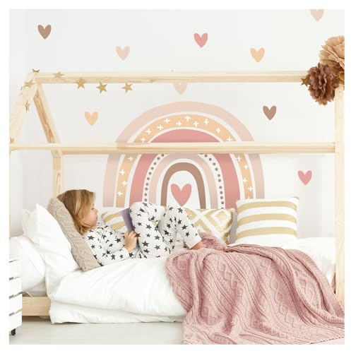 Little Deco Wandsticker Regenbogen Boho Wandtattoo Herzen Kinderzimmer Wandaufkleber Babyzimmer Wanddeko DL935-1