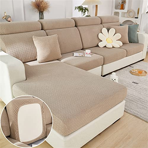 MINGPINHUIUS Soft Stretch Sofa Seat Cushion Covers Light Coffee, 1 Seater