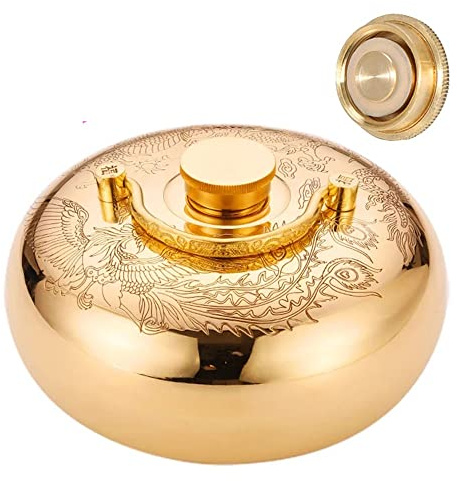 Große Wärmflasche 3L/2L/1L Metall Bettflasche Auslaufsicher, Klassisch Messing Wärmflaschen Mit Bezug (Color : Art Craft, Size : XXL)