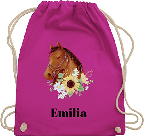 Turnbeutel Rucksack - Pferd - Pferde Mädchen Geschenk I Pferdekopf - Unisize - Fuchsia - beutel pferderucksäcke pferden stoffbeutel tasche pferderucksack pferdemotiv sportbeutel kindergarten