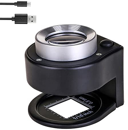 Bysameyee 30X Beleuchtete Lupe Juwelier Lupe, 6 Lichter Desktop Metall Tragbare Faltwaage Augenschlaufe für Textil Optische Schmuck Werkzeugmünzen Währungsstempel Edelsteine (Wiederaufladbar)