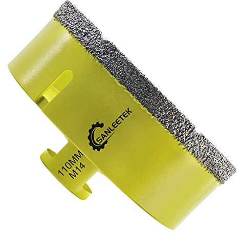 Diamond Tile Drill Bits 110mm SANLEETEK Vacuum Brazed Diamond Hole Saw for Ceramic Porcelain Marble Granite M14 Thread