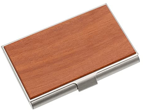 Visitenkarten Etui/Kartenetui Männliche und weibliche Geschäft High-End-kreativer Kartenkasten Edelstahl-Kartenhalter exquisite tragbare hölzerne Visitenkartenkasten Visitenkartenständer ( Color : 03
