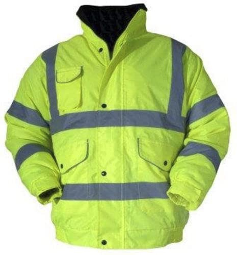 Mens New Hi Viz Vis High Visibility Bomber Safety Work Jacket Coat Top Size S-5XL