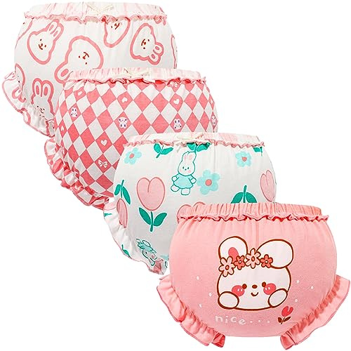 SEAUR Bloomer Short Culotte en Coton pour Bébé Fille Garçon 4 Pièces Short à Volants Slips Elastique Short à Pain Mignon Couleur 5 90 6-12 Mois