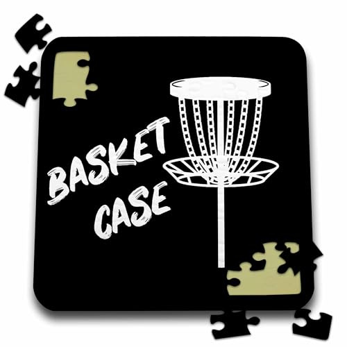 3dRose Basket case Written Near a White disc Golf Basket on Black... - Puzzles (pzl-382282-2)