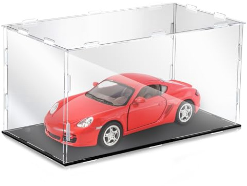 Singhoow 1 Pcs Clear Acrylic Display Case 1: 18 Model Car with Black Base