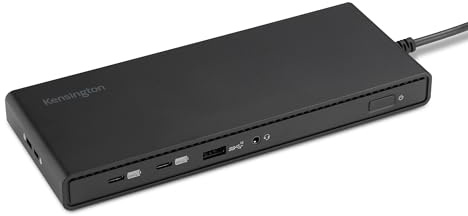 Kensington SD4842P EQ - Estación de Acoplamiento USB-C 12 en 1 para Monitor Triple Vis 2X HDMI y 1 Puerto DisplayPort, 100 W PD, Ethernet, Conector de Audio, Ranuras de Bloqueo de Seguridad, para