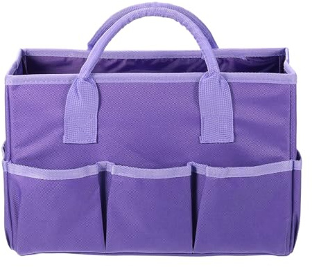 sourcing map Borsa porta attrezzi da giardino, 33 x 15 x 22 cm, grande, in tessuto Oxford, con tasche, organizer per attrezzi da giardinaggio, per donne e uomini, viola