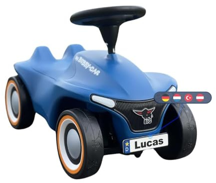 3D-Druck Camper Nummernschild passend für Bobby Car, individuelles Tretauto Kennzeichen mit Wunschtext, inkl. Befestigung, Made in Germany - für Bobbycar Modell Neo, zur Anbringung Hinten
